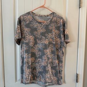 Marine Layer Gray and Pink Leaf Print Men's Tee